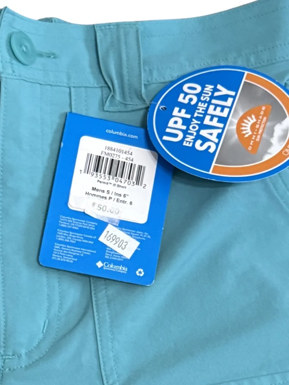 Columbia PFG Permit III 6 in ins. Aqua Blue Cargo Shorts Lined Pockets NWT Sz Sm